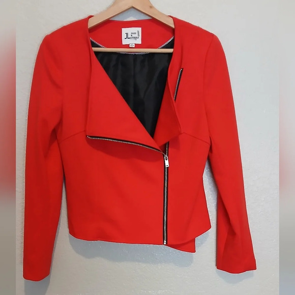 💚5/$25 Jules & Leopold Red Moto Bomber Zip Fitted Jacket Size XS - Picture 2 of 6
